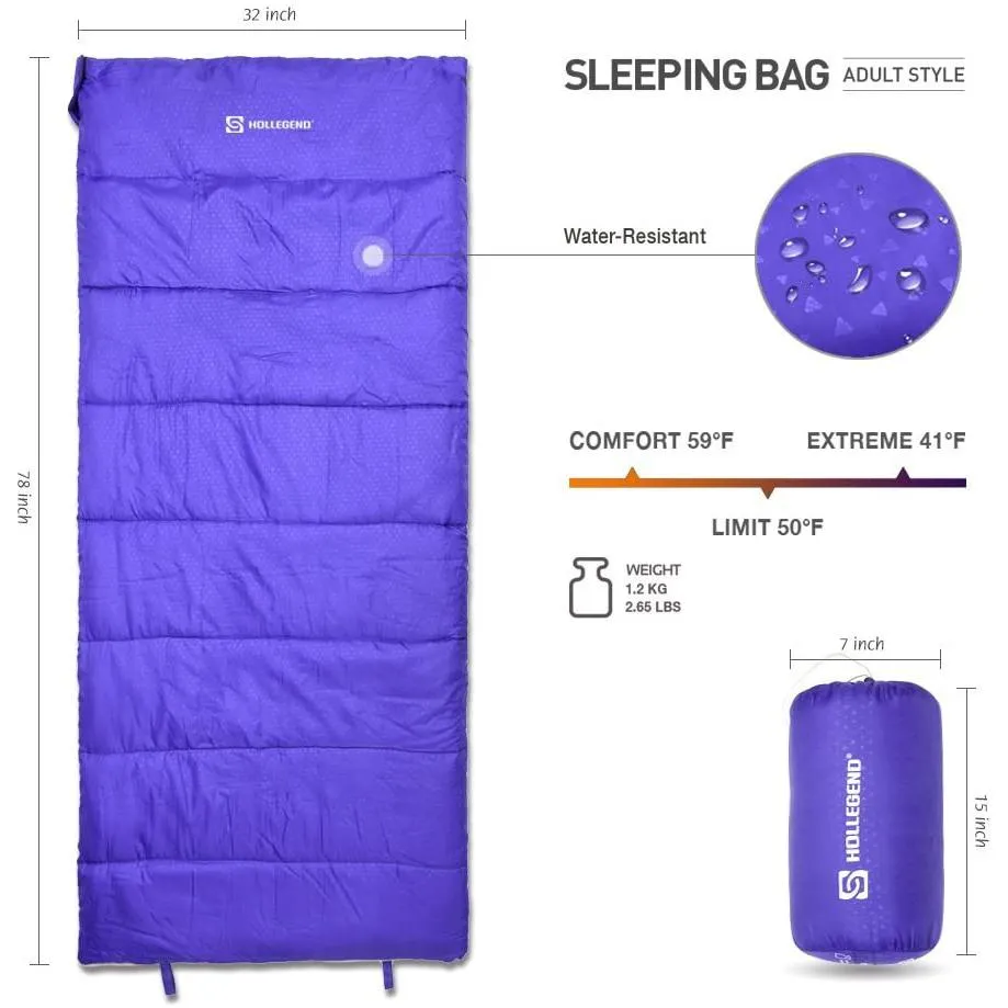 HOLLEGEND Envelope Lightweight Portable Sleeping Bag