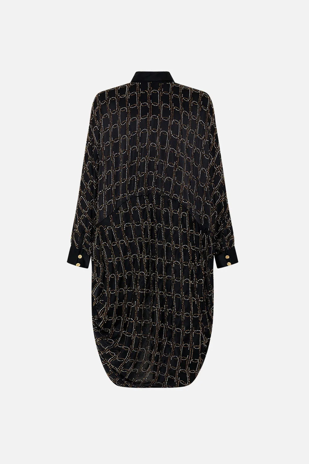 HOTFIX BUTTON UP TOP WITH DRAPED BACK FILM DIVA