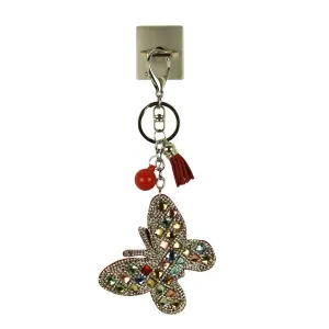 iOrigin Ring Grip and Kick Stand   Studded Butterfly with Faux Leather Tassel Key Chain for Mobile Phones & Tablets