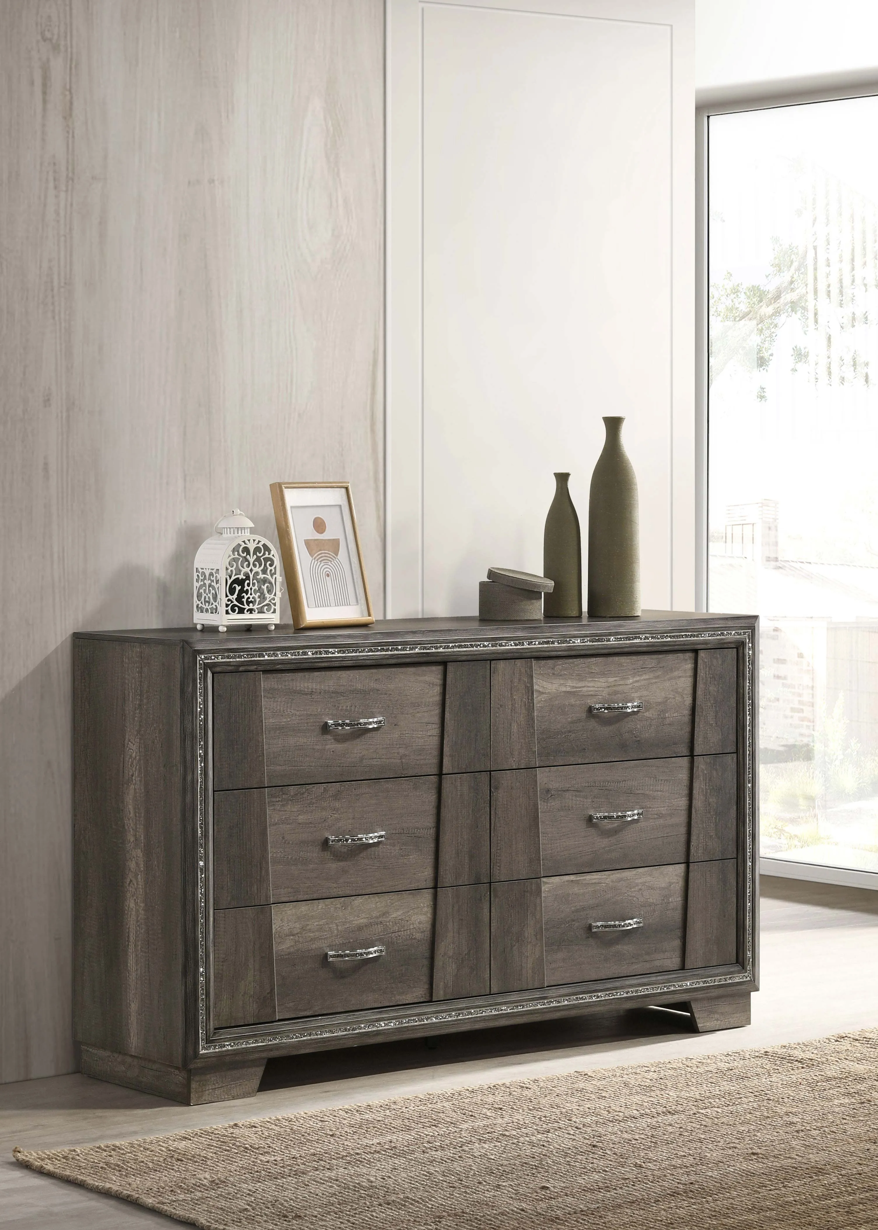 Janine 6-Drawer Dresser Grey - Spacious Storage