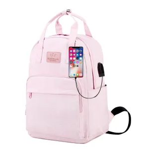 Kids USB School Backpacks - Black Pink Green Book Bags For Boys Girls 18 Inch Laptop Backpack With USB Charging Port For Travel