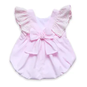 Lace Flutter Shoulder Romper - Pink (6M)