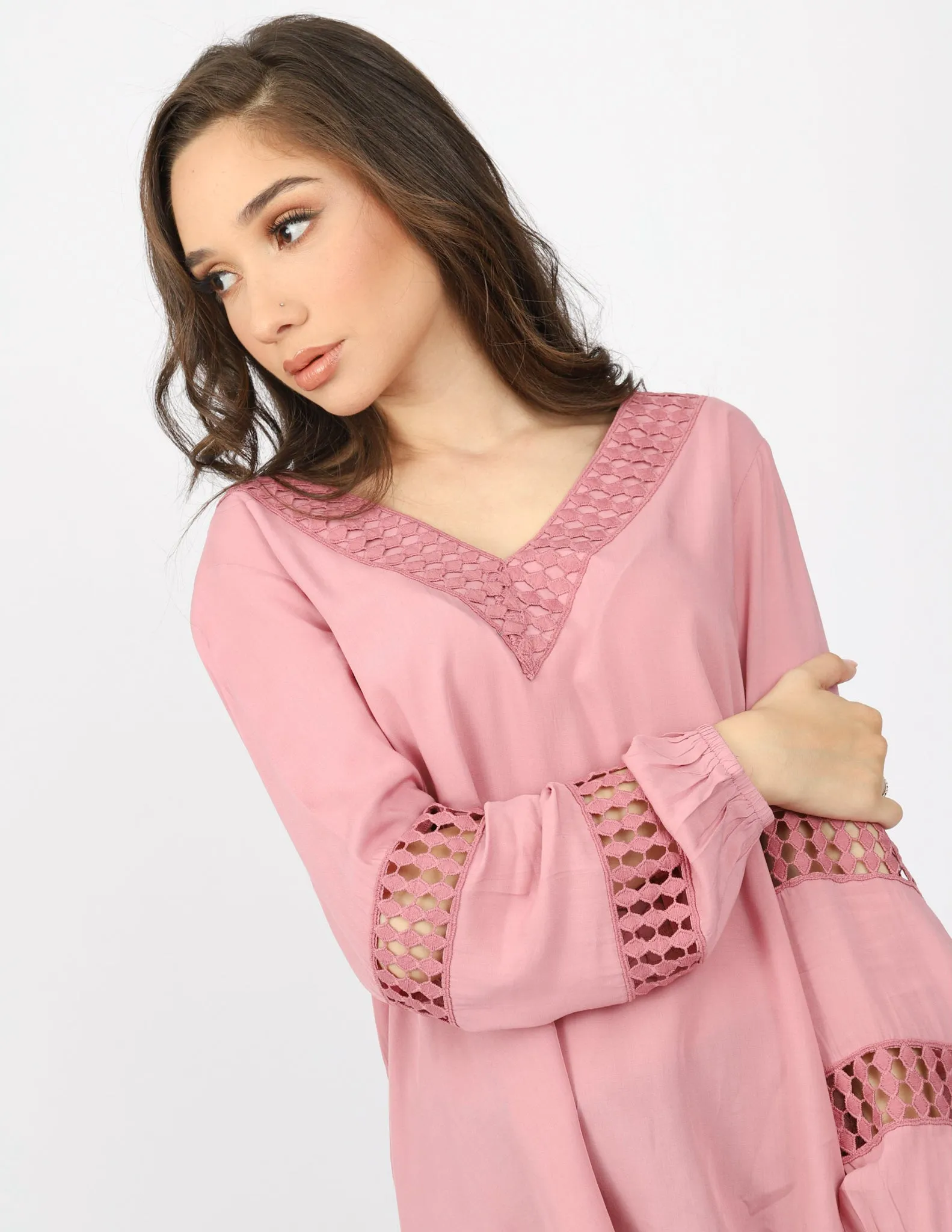 Lace Trim V Blouse