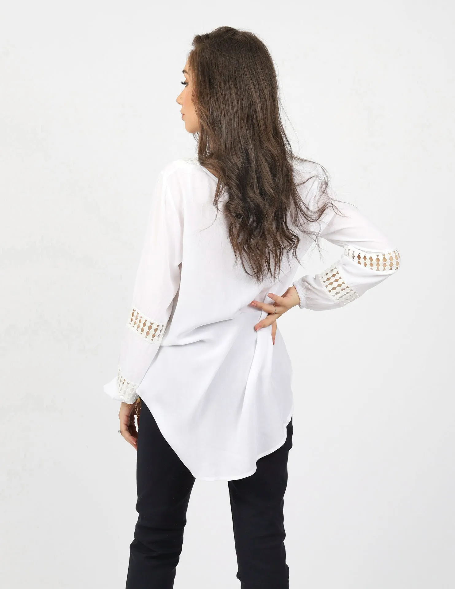 Lace Trim V Blouse