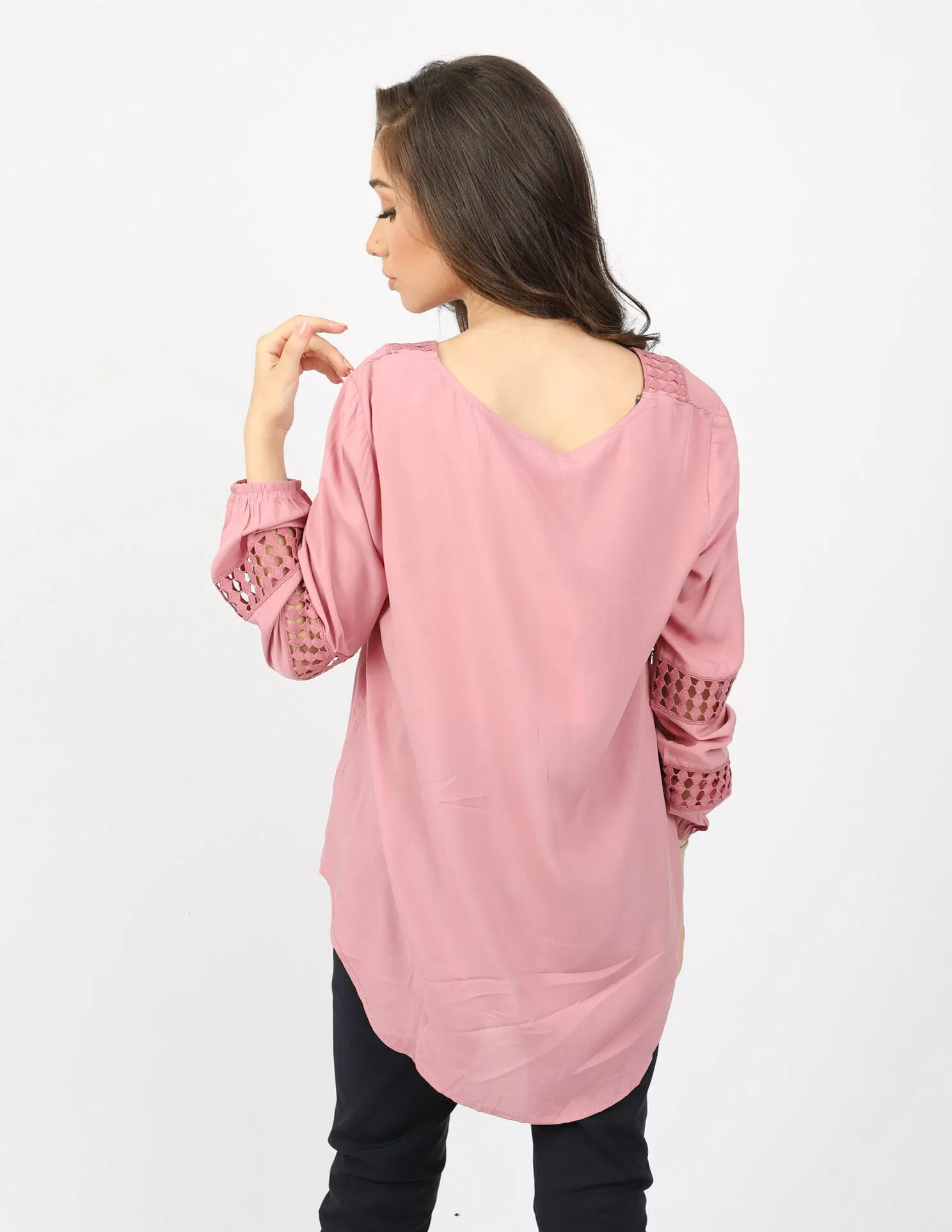 Lace Trim V Blouse