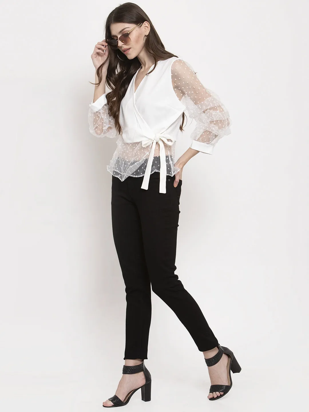 Ladies White Transparent Top