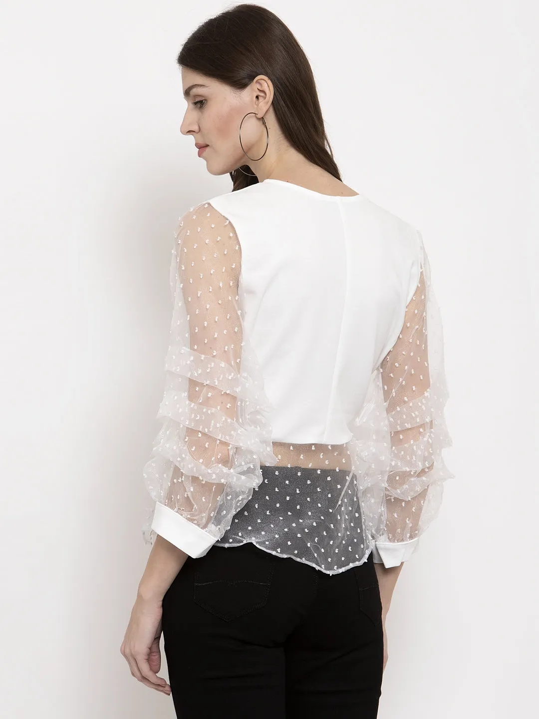 Ladies White Transparent Top