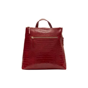 Leather 13" Laptop Backpack - Red Croc