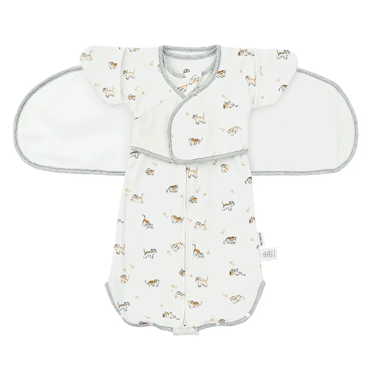 Lively Tiger Cotton Infant White Swaddle Sack
