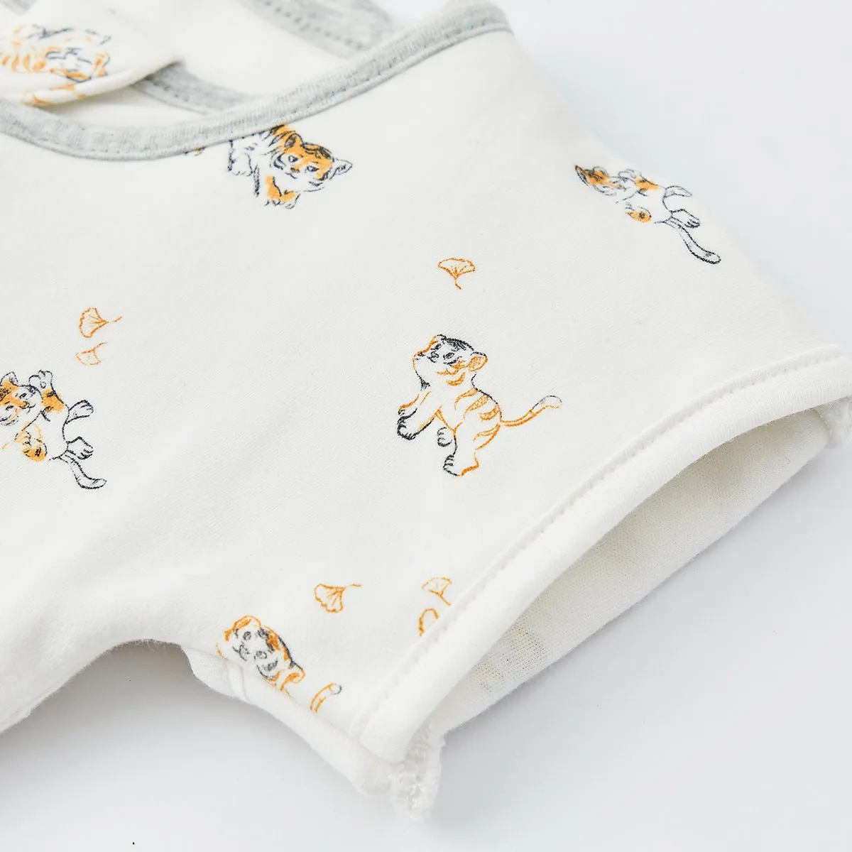 Lively Tiger Cotton Infant White Swaddle Sack
