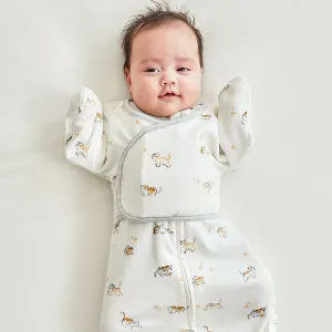 Lively Tiger Cotton Infant White Swaddle Sack