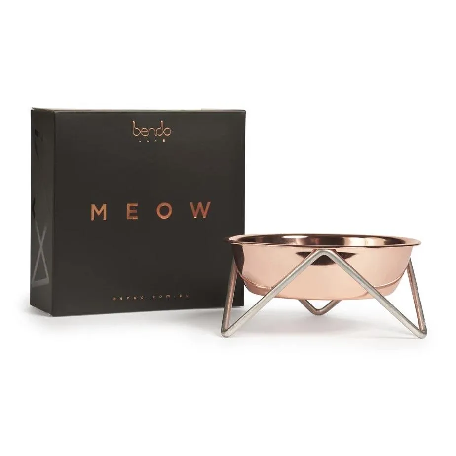 Luxe Meow Cat Bowl - Copper Bowl & Chrome Stand