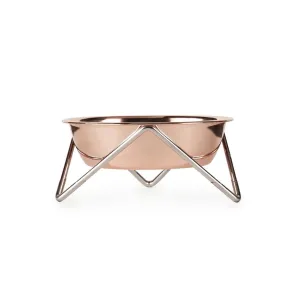 Luxe Meow Cat Bowl - Copper Bowl & Chrome Stand