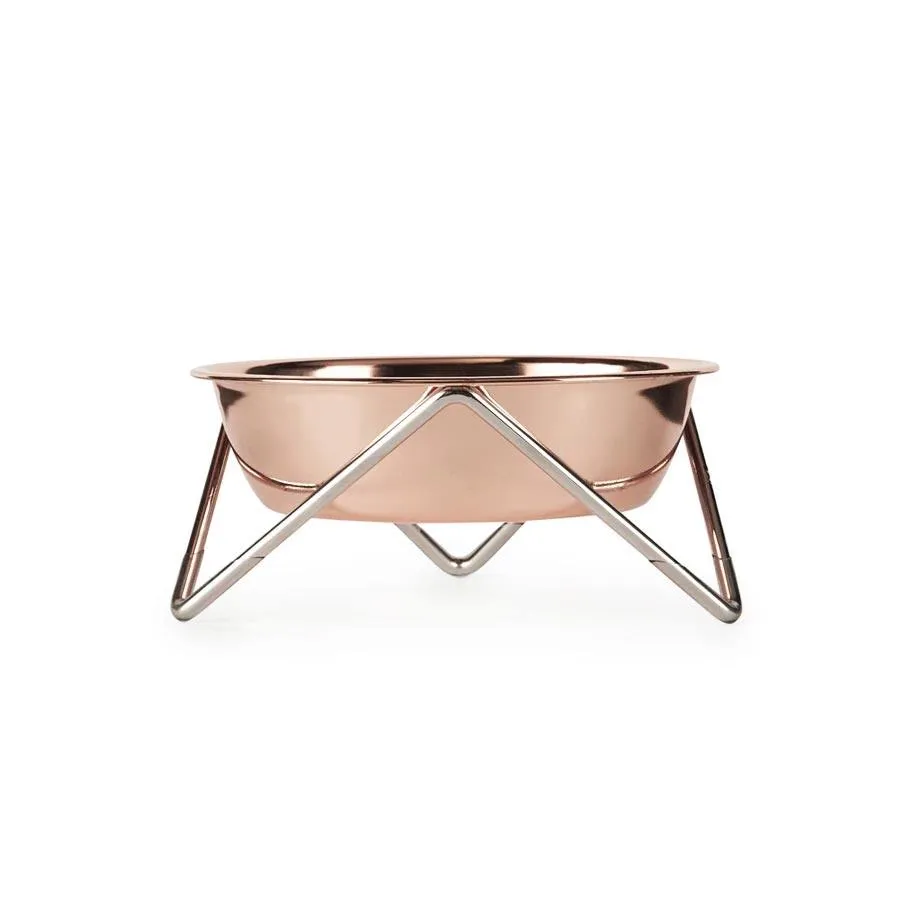 Luxe Meow Cat Bowl - Copper Bowl & Chrome Stand