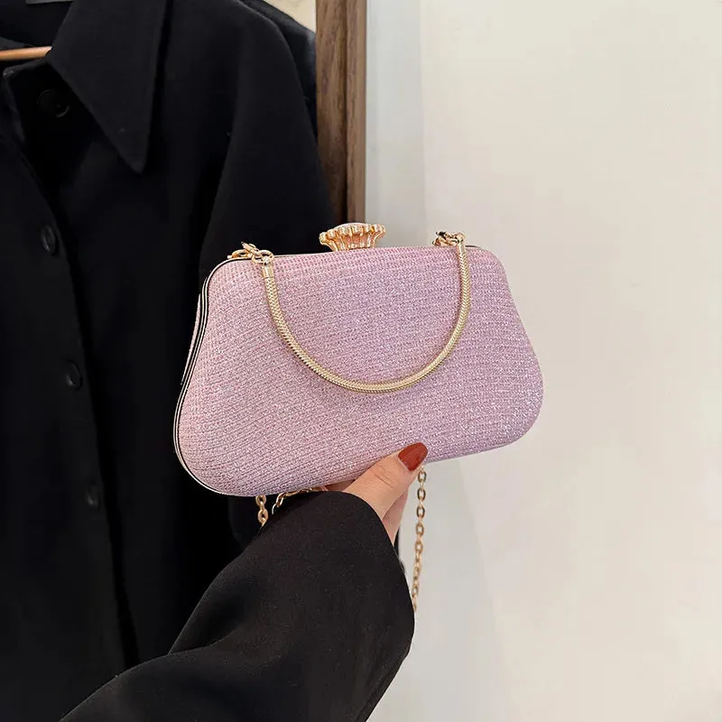 Luxury High-Design Evening Bag for Women | Glitter Clutch, Shoulder Bag with Chain for Party, Banquet, and Wedding