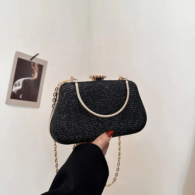 Luxury High-Design Evening Bag for Women | Glitter Clutch, Shoulder Bag with Chain for Party, Banquet, and Wedding