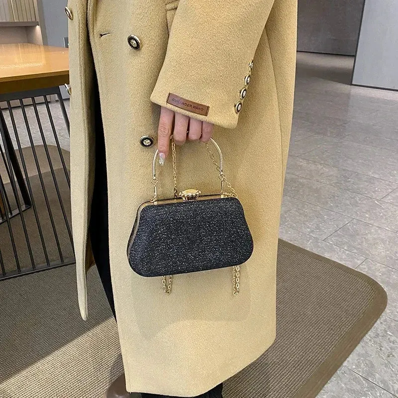 Luxury High-Design Evening Bag for Women | Glitter Clutch, Shoulder Bag with Chain for Party, Banquet, and Wedding