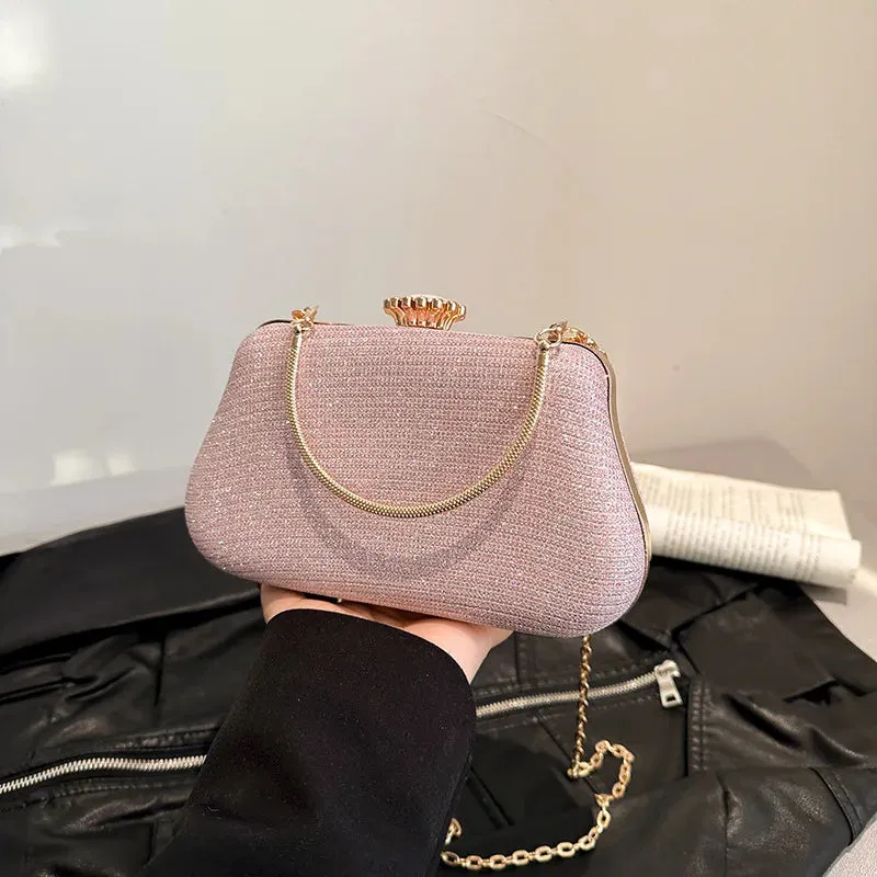 Luxury High-Design Evening Bag for Women | Glitter Clutch, Shoulder Bag with Chain for Party, Banquet, and Wedding