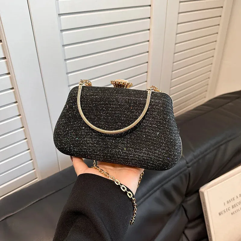 Luxury High-Design Evening Bag for Women | Glitter Clutch, Shoulder Bag with Chain for Party, Banquet, and Wedding