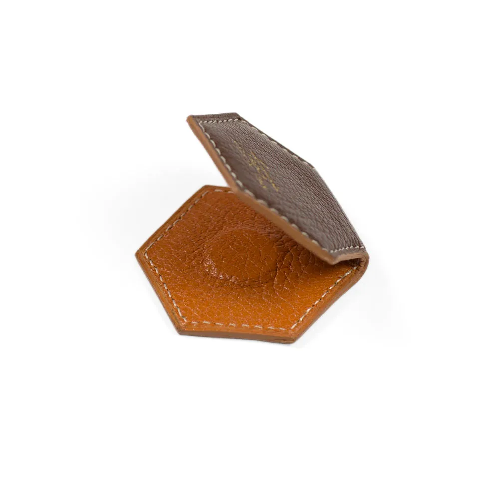 Magnetic money clip, Teck brown goatskin