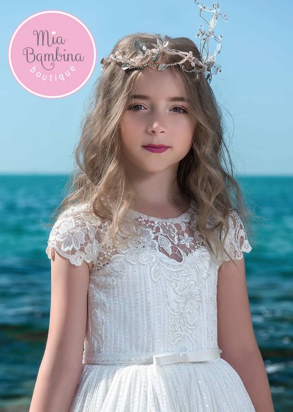 MARIBELLE  Adorable First Communion Dress in Guipure Lace