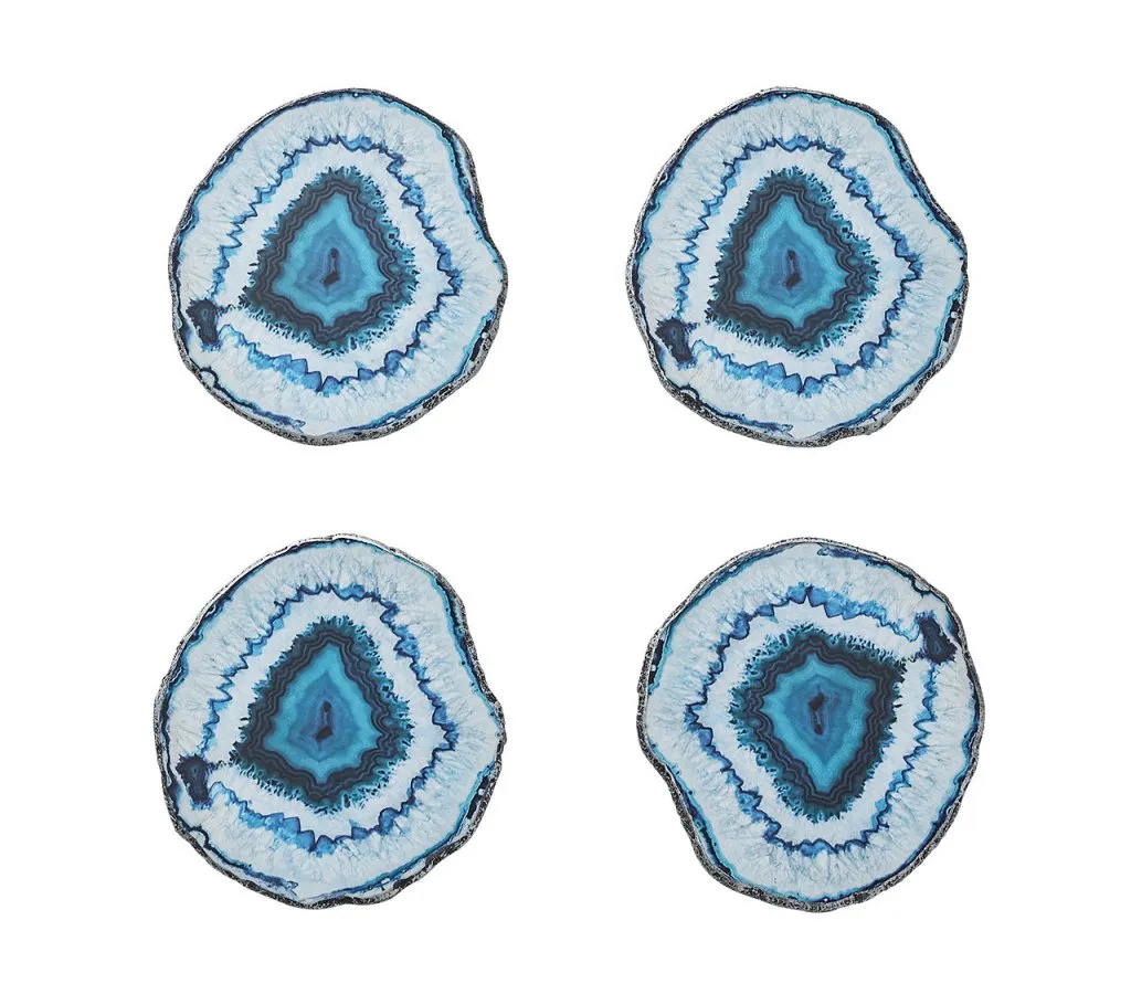 Marine Drink Coasters in Blue, Set of 4 in a Gift Box