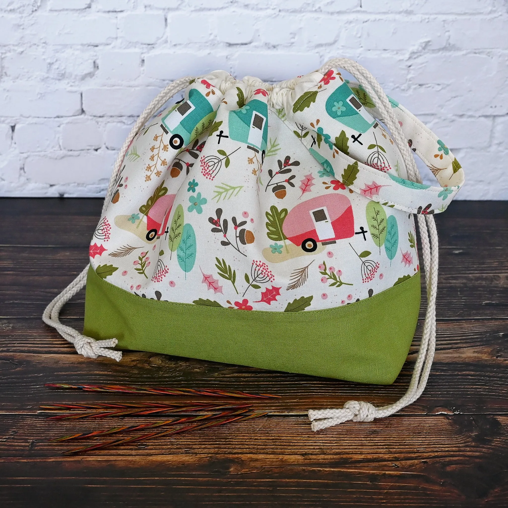 Medium Drawstring Camping Themed Project Bag