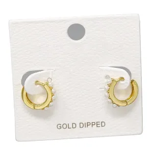 Mini Hoop Earrings with Pearl Details