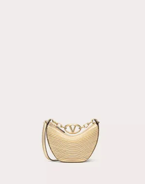 Mini Vlogo Moon Hobo Bag In Metallic-effect Nappa Leather With Chain