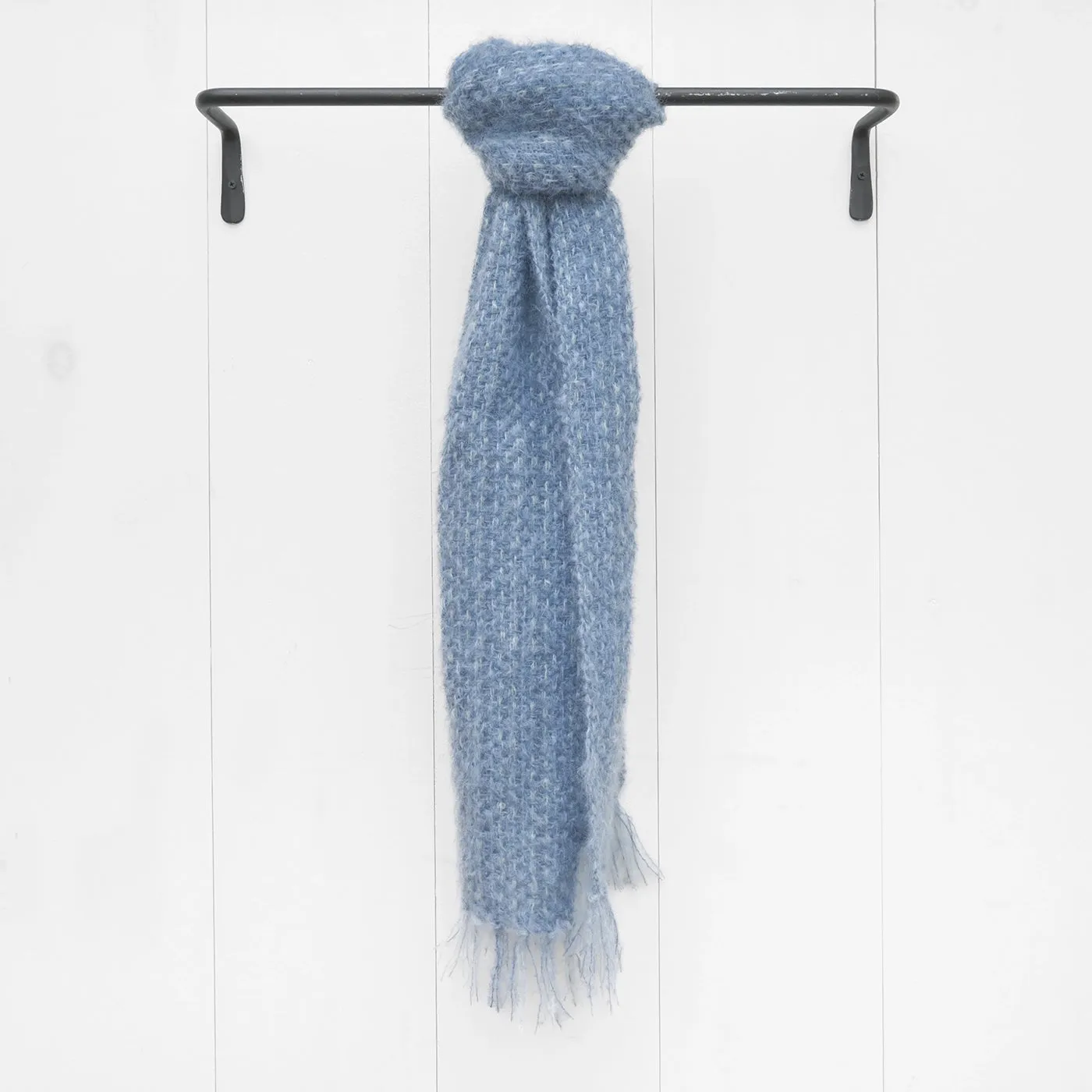 Monet Blue Handwoven Mohair Scarf