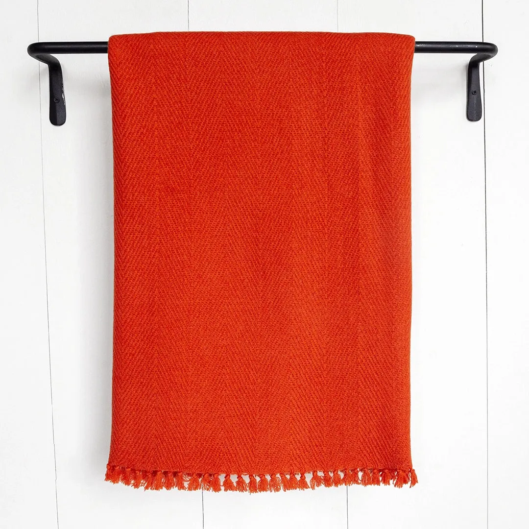 Nautical Orange Handwoven Cashmere Throw