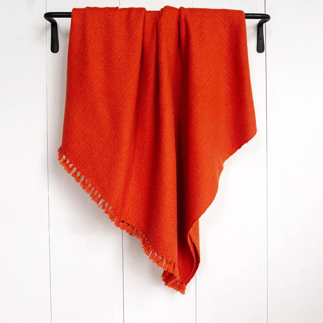 Nautical Orange Handwoven Cashmere Throw