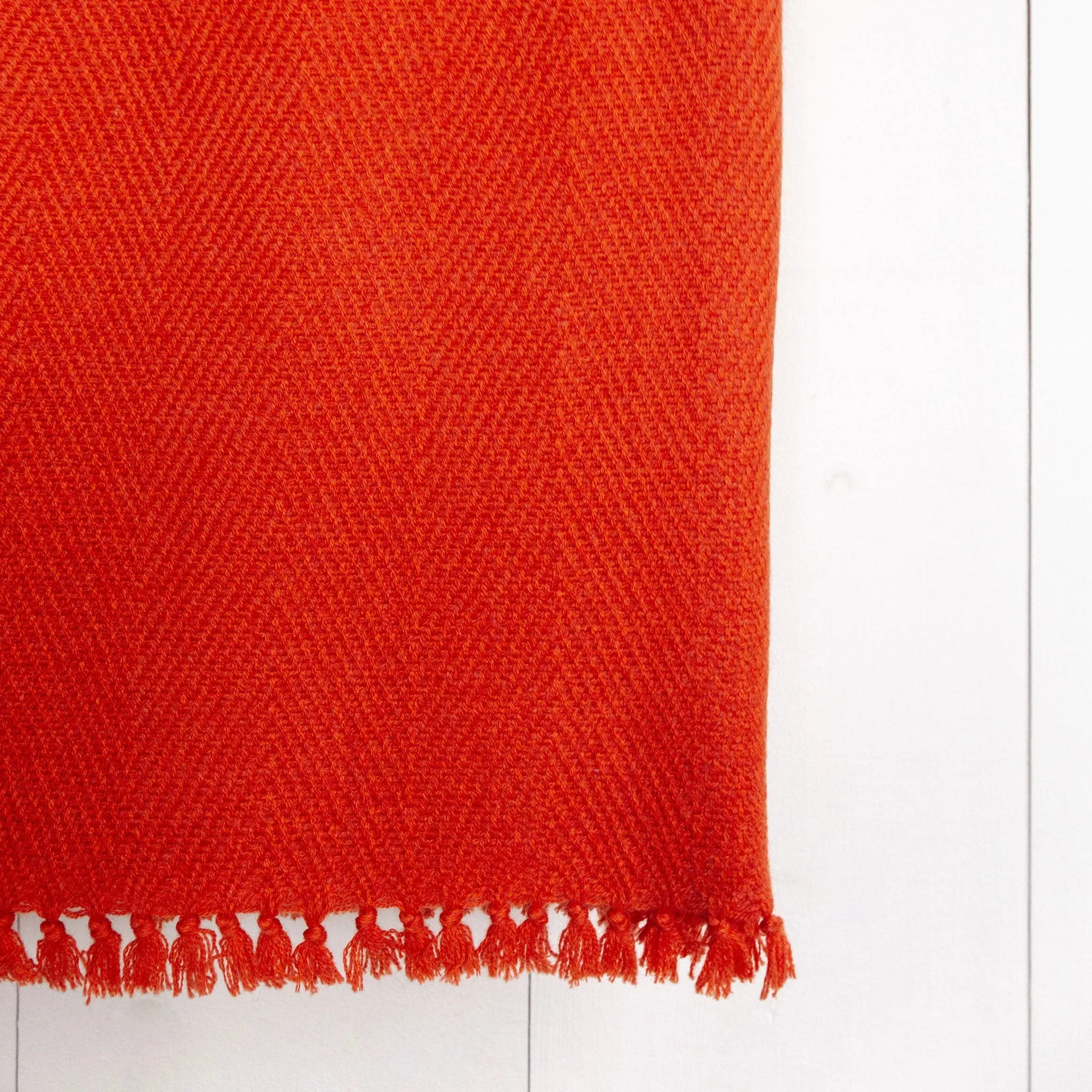 Nautical Orange Handwoven Cashmere Throw