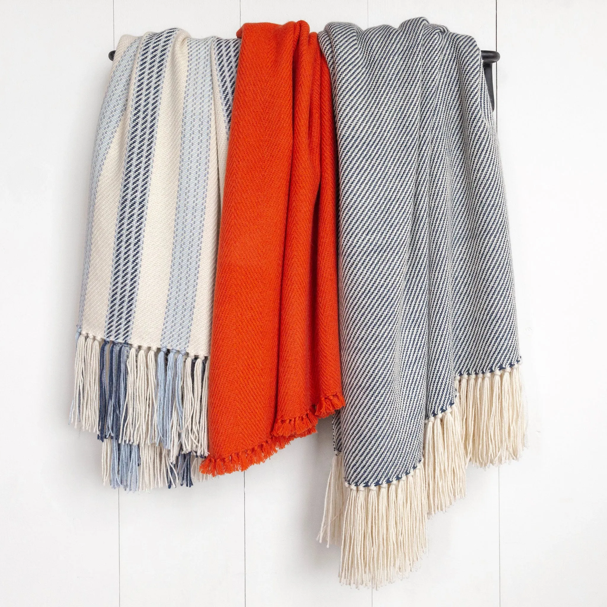 Nautical Orange Handwoven Cashmere Throw