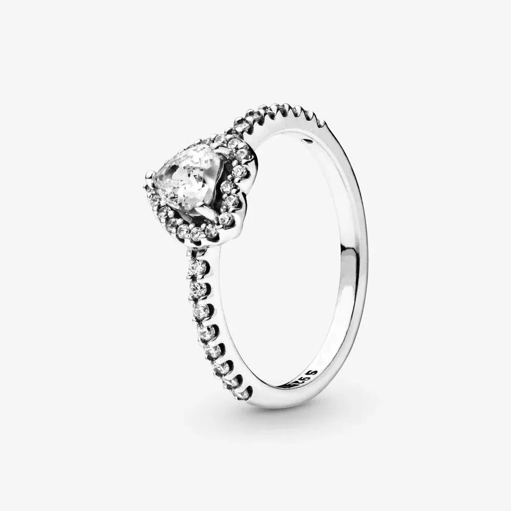 New 925 Sterling Silver Ring Red Heart Colorful Crystal Ring Women's Valentine's Day Birthday Gift DIY High Quality Jewelry