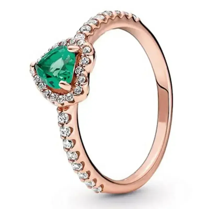 New 925 Sterling Silver Ring Red Heart Colorful Crystal Ring Women's Valentine's Day Birthday Gift DIY High Quality Jewelry