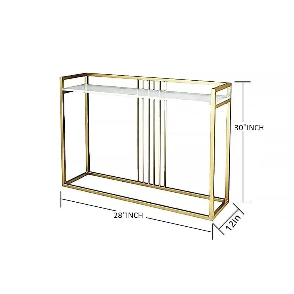 New Mark Impex Hallway Table, Black Gold White Wrought Iron Console Table Stable Structured Narrow Display Table, Suitable for Hallway Entryway, Living Room, (Gold)