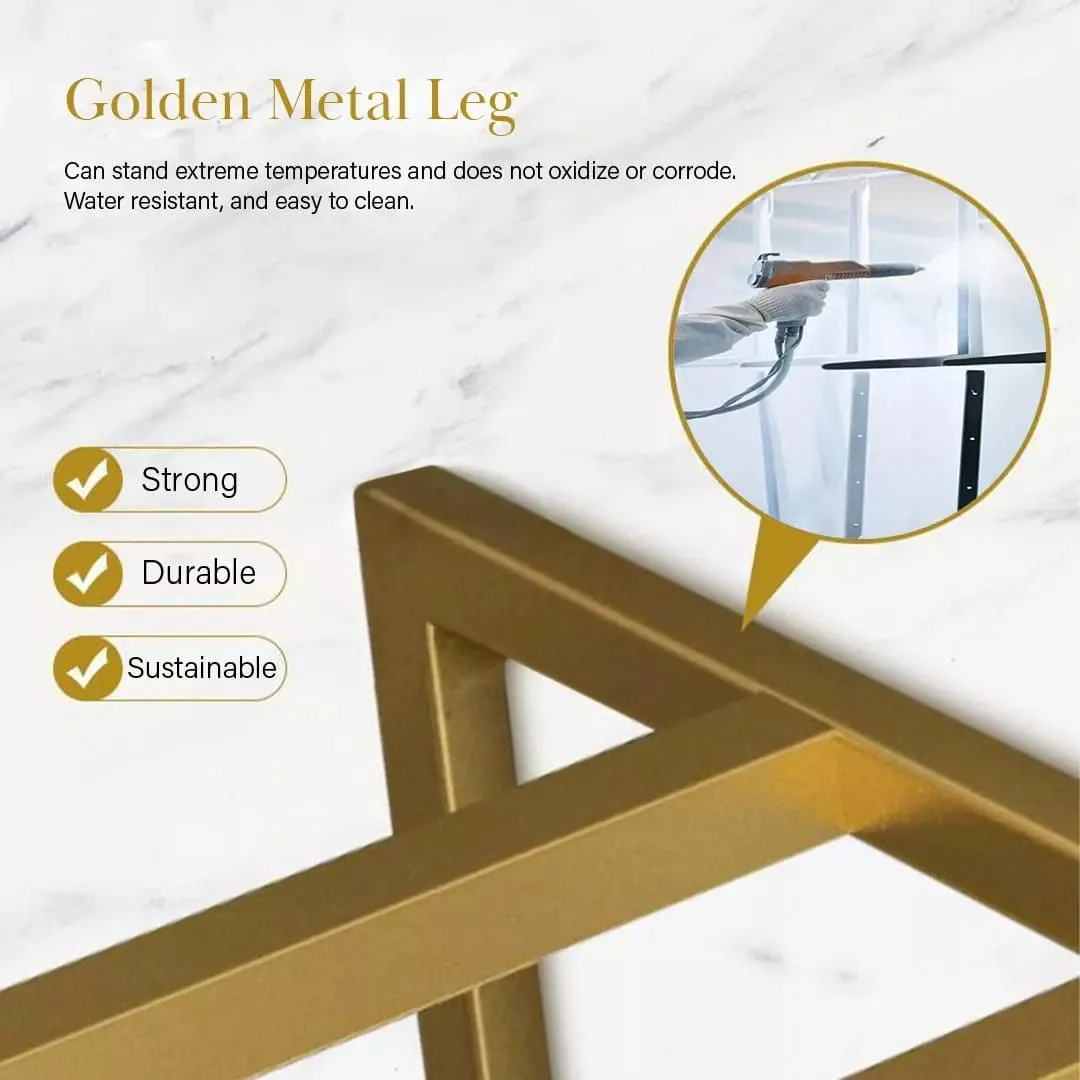 New Mark Impex Hallway Table, Black Gold White Wrought Iron Console Table Stable Structured Narrow Display Table, Suitable for Hallway Entryway, Living Room, (Gold)