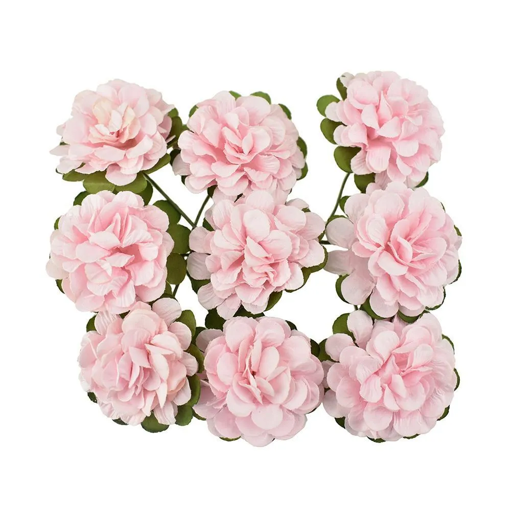 Paper Flower Embellishments, Pink, 1-1/2-Inch, 9-Count