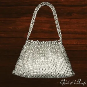 Petra Metal Mesh Evening Purse | SG Liquid Silver Bag