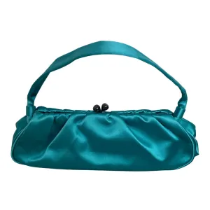 Philip Treacy Dreamy Teal Blue Satin Evening Clutch Bag