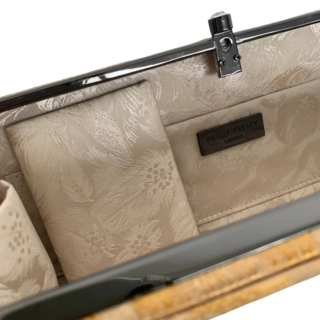 Philip Treacy Shades of Gold Abstract Evening Clutch Bag