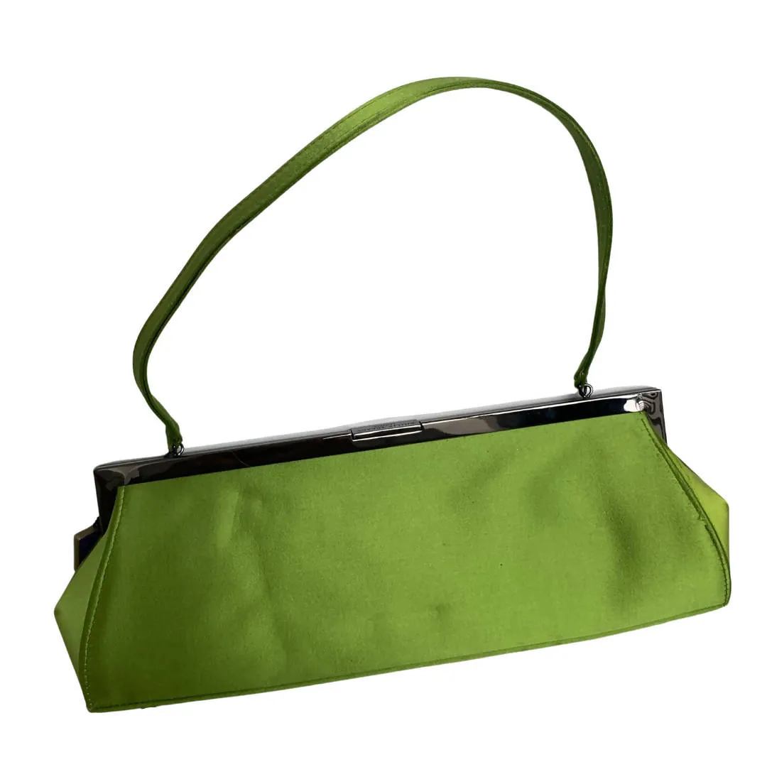 Philip Treacy Strikingly Elegant Lime Green Silk with Small Purse Evening Clutch Bag