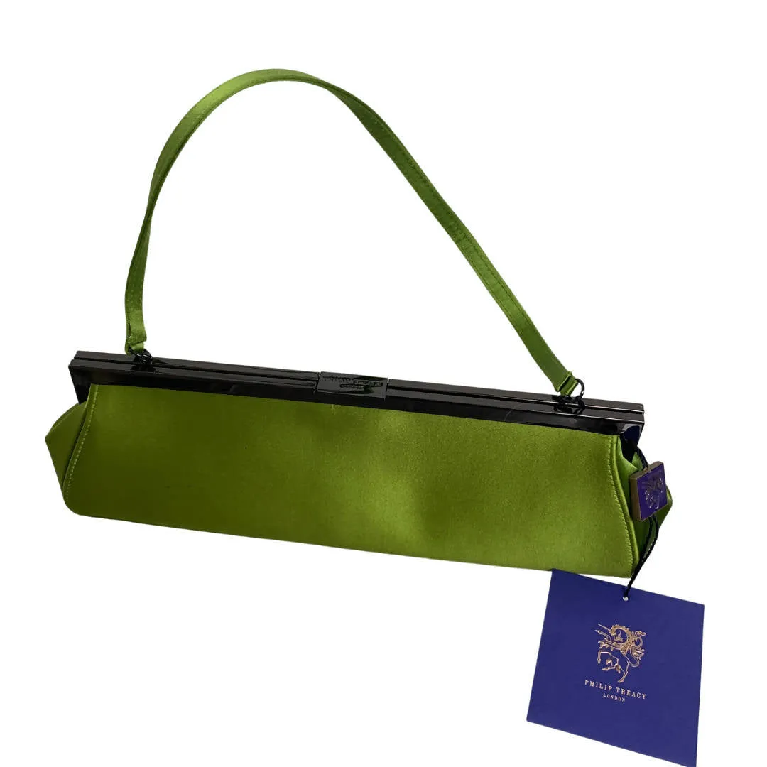 Philip Treacy Strikingly Elegant Lime Green Silk with Small Purse Evening Clutch Bag