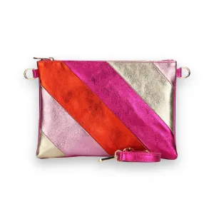 Pink Rainbow Leather Disco Clutch Bag