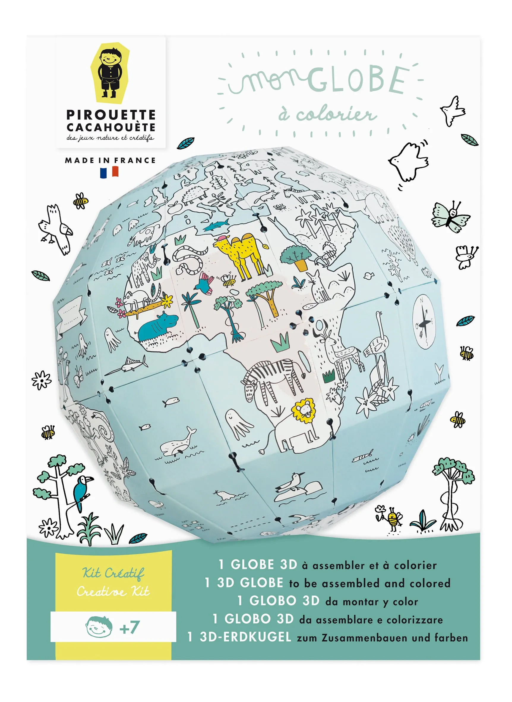 Pirouette Cacahouète - Kit créatif globe à colorier || Pirouette Cacahouète - Creative coloring globe kit
