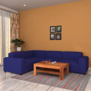 Premium Royal Blue Pastel Coloured Comfort Long L Shaped 4 Seater Sofa for Home