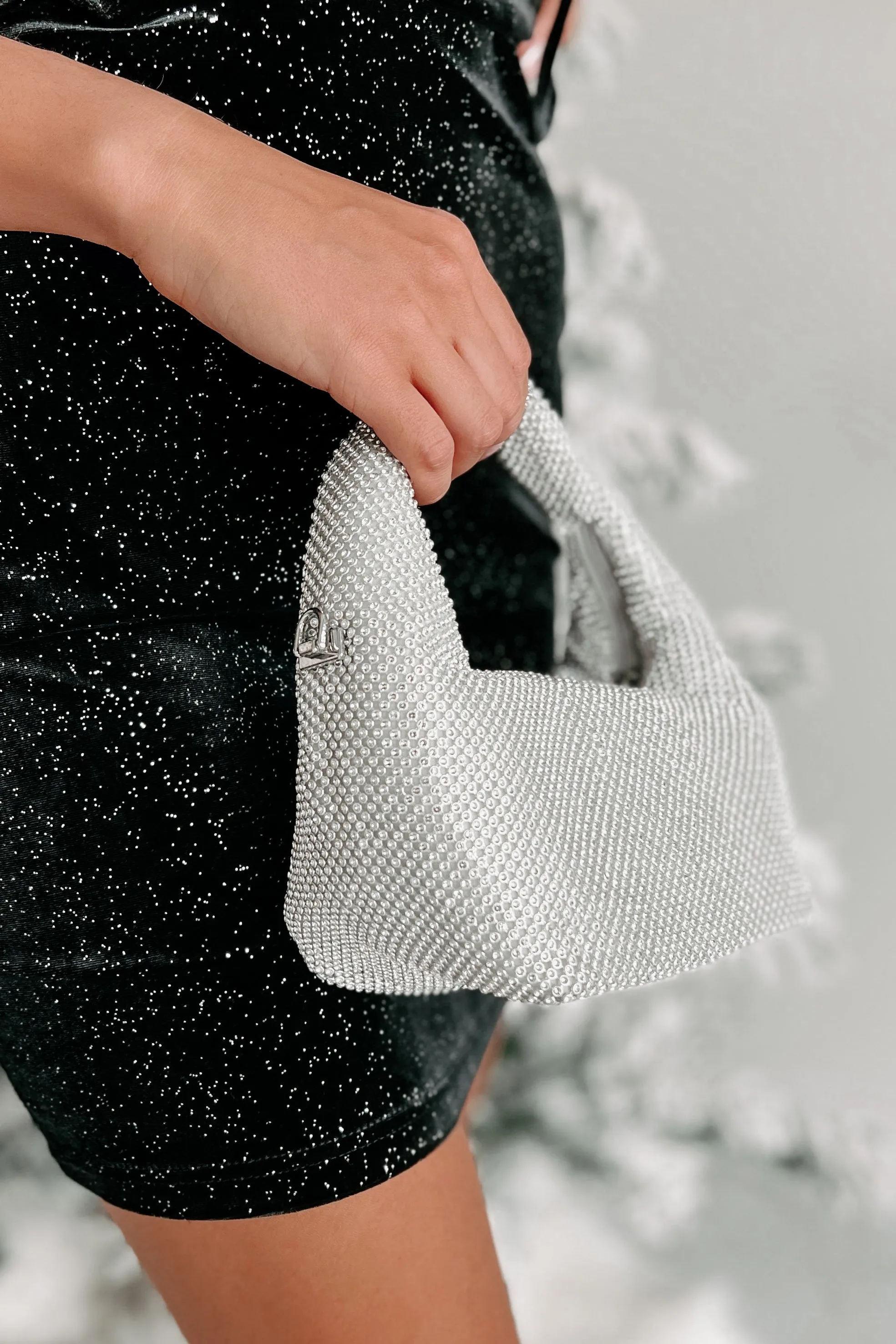 Prized Possession Rhinestone Evening Bag (Silver)