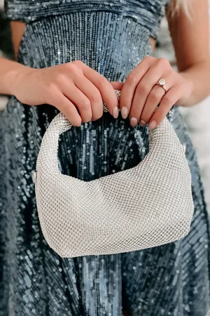 Prized Possession Rhinestone Evening Bag (Silver)