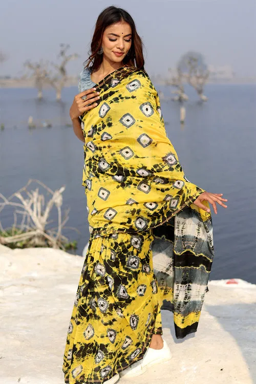 "Buttercup Bliss" Bandhni Chanderi Saree